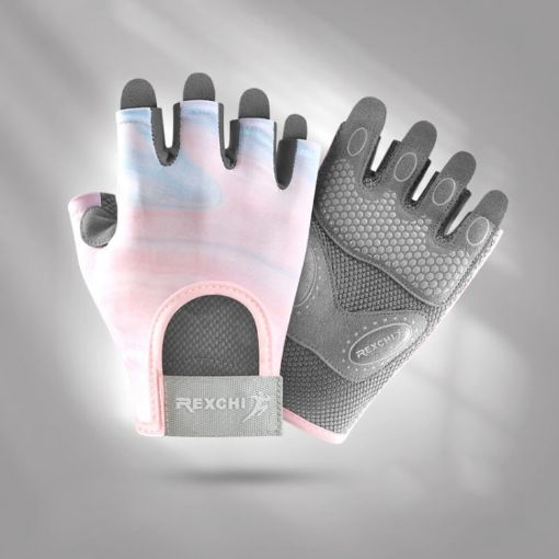 Yoga Sports Gloves - Non-slip, Shock-absorbing, Half-finger, Size S, Pink - 1