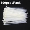 100pcs 8x300mm Self-Locking Nylon Cable Ties 7.6mm Wide (White) - 1