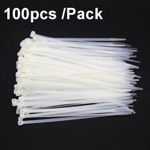 100pcs 8x300mm Self-Locking Nylon Cable Ties 7.6mm Wide (White) - 1