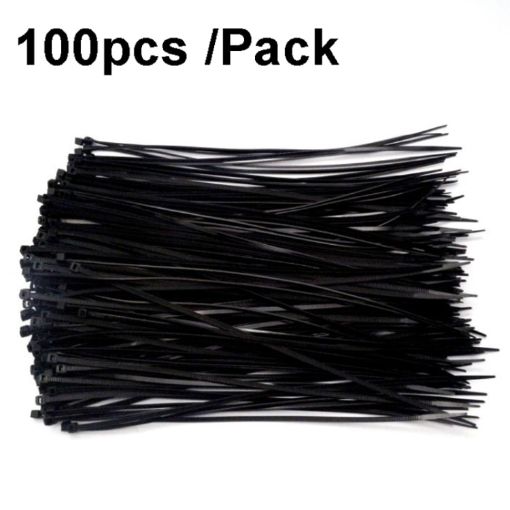 100pcs 8x300mm Black Nylon Self-Locking Cable Ties 7.6mm Wide - 1