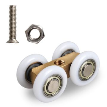 Brass Bearing Shower Room Pulley - 4 Wheel Track, Model: Pulley+Screw - 1