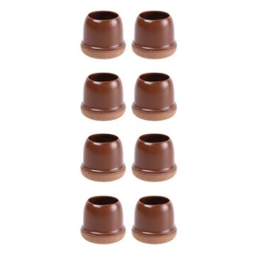 Small Round Table & Chair Leg Covers - 8pcs Set, 0.75" Light Brown Protectors - 1