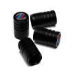 Tricolour Car Wheel Valve Cap - Aluminium Alloy Checkered Black - 1