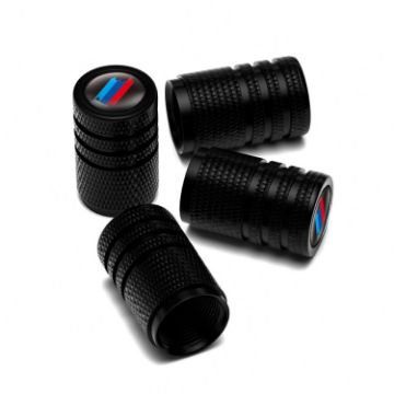 Tricolour Car Wheel Valve Cap - Aluminium Alloy Checkered Black - 1