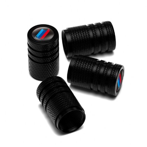 Tricolour Car Wheel Valve Cap - Aluminium Alloy Checkered Black - 1