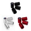 Tricolour Car Wheel Valve Cap - Aluminium Alloy Checkered Black - 2