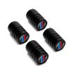 Tricolour Car Wheel Valve Cap - Aluminium Alloy Checkered Black - 3