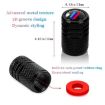 Tricolour Car Wheel Valve Cap - Aluminium Alloy Checkered Black - 4