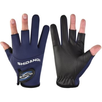 Fishing Fingerless Gloves - Non-Slip, Waterproof, Wear-Resistant (Blue) - 1