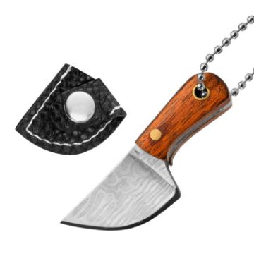 Mini Knife Keychain with Holster - Long Kitchen Knife Laser Pattern - 1