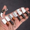 Mini Knife Keychain with Holster - Long Kitchen Knife Laser Pattern - 8