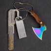 Mini Knife Keychain with Holster - Long Kitchen Knife Laser Pattern - 9