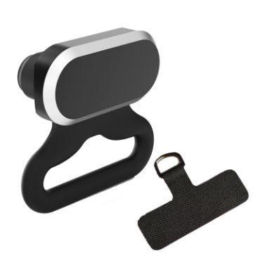 Type-C 2 In 1 Charging Port Dust Plug & Lanyard Set - Black - 1