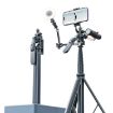 2m Black Metal Tripod Selfie Stick with 4 Expansion Interfaces for Phone - 1