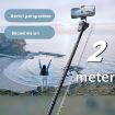 2m Black Metal Tripod Selfie Stick with 4 Expansion Interfaces for Phone - 4