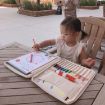 Kids Canvas Paintbrush Storage Bag & Crayon Organizer Pouch (Beige) - 2