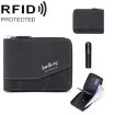 Baellerry D5106 RFID Anti-theft Retro Zipper Wallet Coin Purse Black - 1