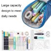 Large Capacity Blue Upright Pencil Case - Portable Office Exam Bag - 4