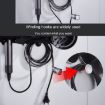 Black Wall Mounted Hair Dryer Holder, Small 2 Loops, No-Drill Aluminum Shelf - 7