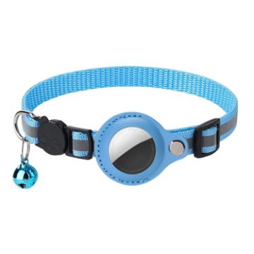 AirTag Pet Anti-Lost Collar Protector for Cats with Reflective Bell (Blue) - 1