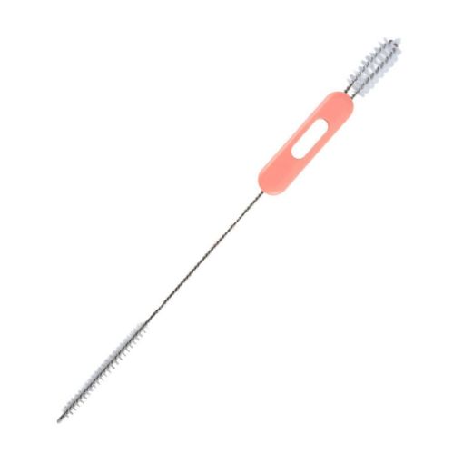 Pink Multifunctional Straw Lid Brush Nylon Stainless Steel Crevice Comb - 1
