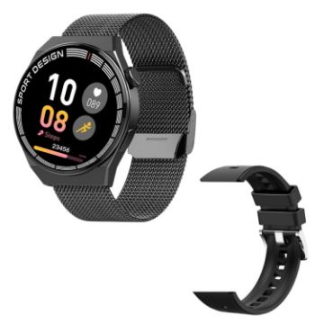 GT3Pro 1.28" Health Monitoring Smart Watch with NFC - Black Steel - 1