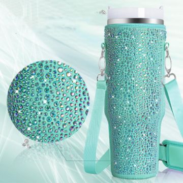 Stanley 40oz Cup Neoprene Insulated Bottle Cover - Green Hot Diamond - 1