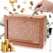 Dark Brown Wooden Money Box Piggy Bank with Counter, 2000 Euros Capacity - 2