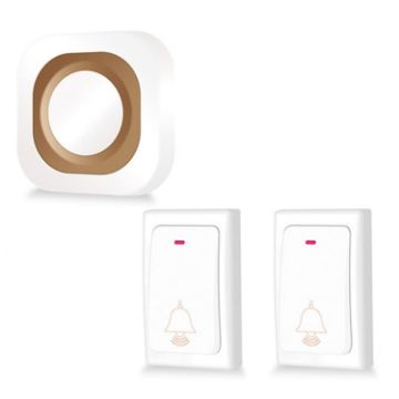 Wireless Home Doorbell, Self-Generated, No Batteries, 2 For 1 White (EU Plug) - 1