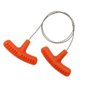 Orange Stainless Steel Wire Saw Rope - 63cm Camping Survival Tool - 1