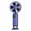 Portable Blue USB Charging Foldable Handheld Neck Fan with Digital Display - 1