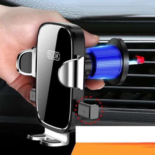 BUDK Silver Anti-shake Car Phone Bracket Air Vent Gravity Support Stand - 1