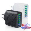 6-Port USB Travel Charger, Quick Charge, Yellow AU Plug Adapter - 2