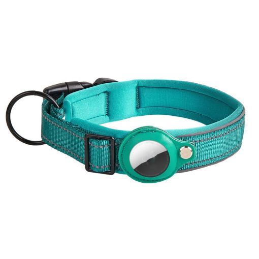 AirTag Tracker Dog Collar, Neoprene Lining, Reflective, Size S, Royal Blue - 1