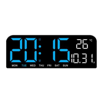 Blue LED Screen Digital Display Alarm Clock - Desktop & Wall Decor - 1