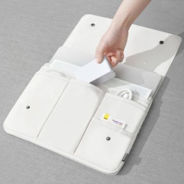 15" White Waterproof Shock-absorbing Laptop Sleeve Storage Bag - 1