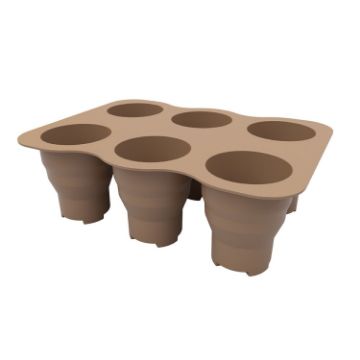 6 Holes Brown Silicone Folding Nursery Box for Plants & Flowers - 1