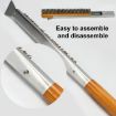 21" Wooden Handle Pizza Oven Brush with Stone Scraper, Copper Bristles - 5