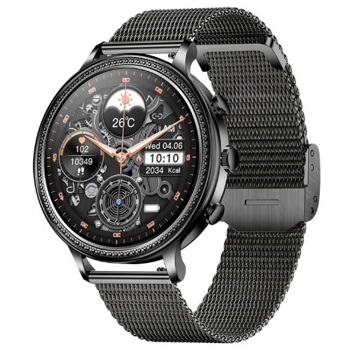 V60 1.39" Waterproof Bluetooth Call Smart Watch - Black Steel - 1