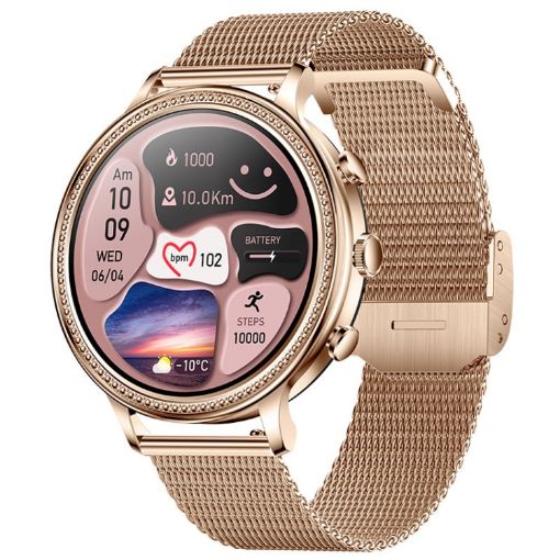 Gold Steel V60 1.39" Waterproof Bluetooth Call Smart Watch Health Monitor - 1