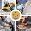 5" 8-Hole Sanding Discs 100pcs, P320 Grit, 125mm Yellow Flocking Sheet - 7