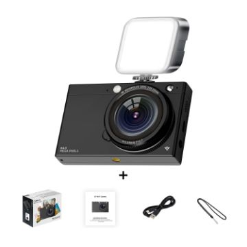 64MP HD CCD Digital Camera with WiFi, Black + Fill Light - 1