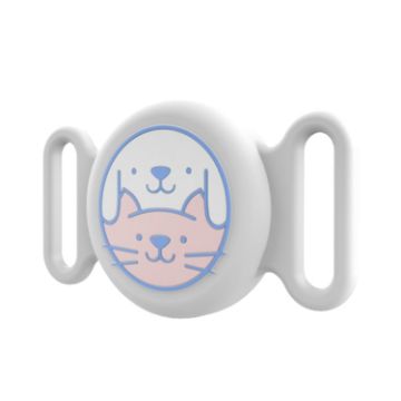 AirTag Pet Collar Locator Case - Waterproof Silicone Cover (White) - 1