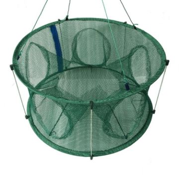 5-Hole Green Automatic Folding Fish Net with Support Rod for Fishing - 1