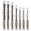 6mm Hex Shank Spiral Flute Alloy Drill Bits for Glass Tile, 4 Edge - 3
