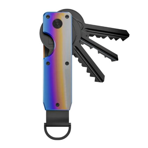Gradient Color Compact Metal Key Organizer Key Chain, Holds 2-6 Keys - 1