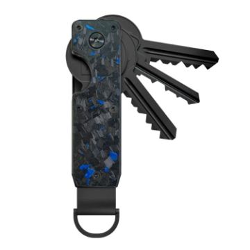 Compact Blue Forged Carbon Key Organizer - Holds 2-6 Keys - 1