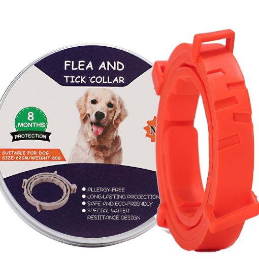 Flea & Tick Collar for Dogs & Cats, 72cm, Orange, Aluminum Case - 1