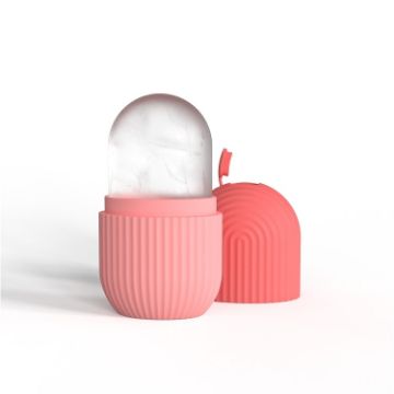 Silicone Wave Pattern Ice Cube Mold for Facial Beauty Massage (Pink) - 1