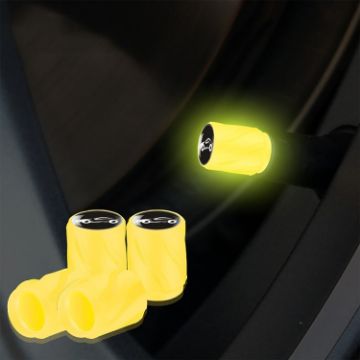 Luminous Car Motorcycle Tire Valve Caps 4pcs Set - Yellow Sports Car - 1